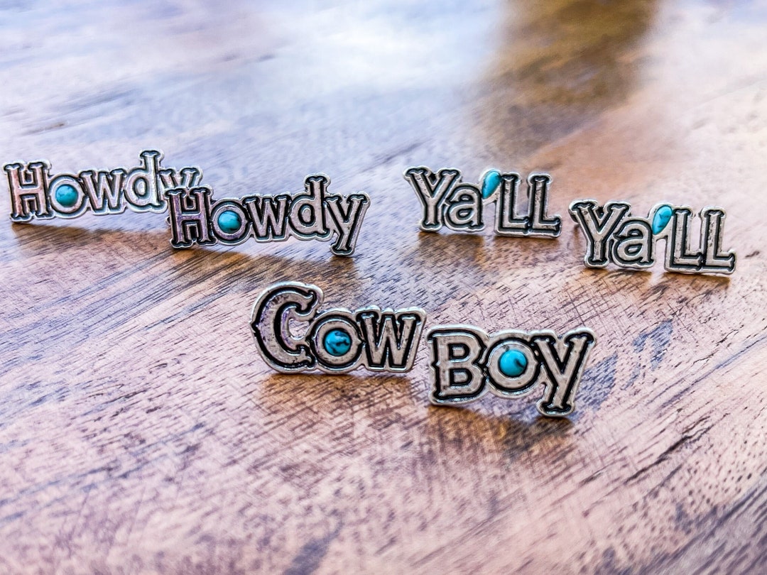 Howdy Y'all Cowboy Turquoise and Silver Stud Earrings - Etsy