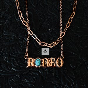 Copper and Turquoise Rodeo Bar Necklace, Double layer Western Necklace, Western Jewelry, Punchy Cowgirl Mode, Turquoise Necklace, NFR Style