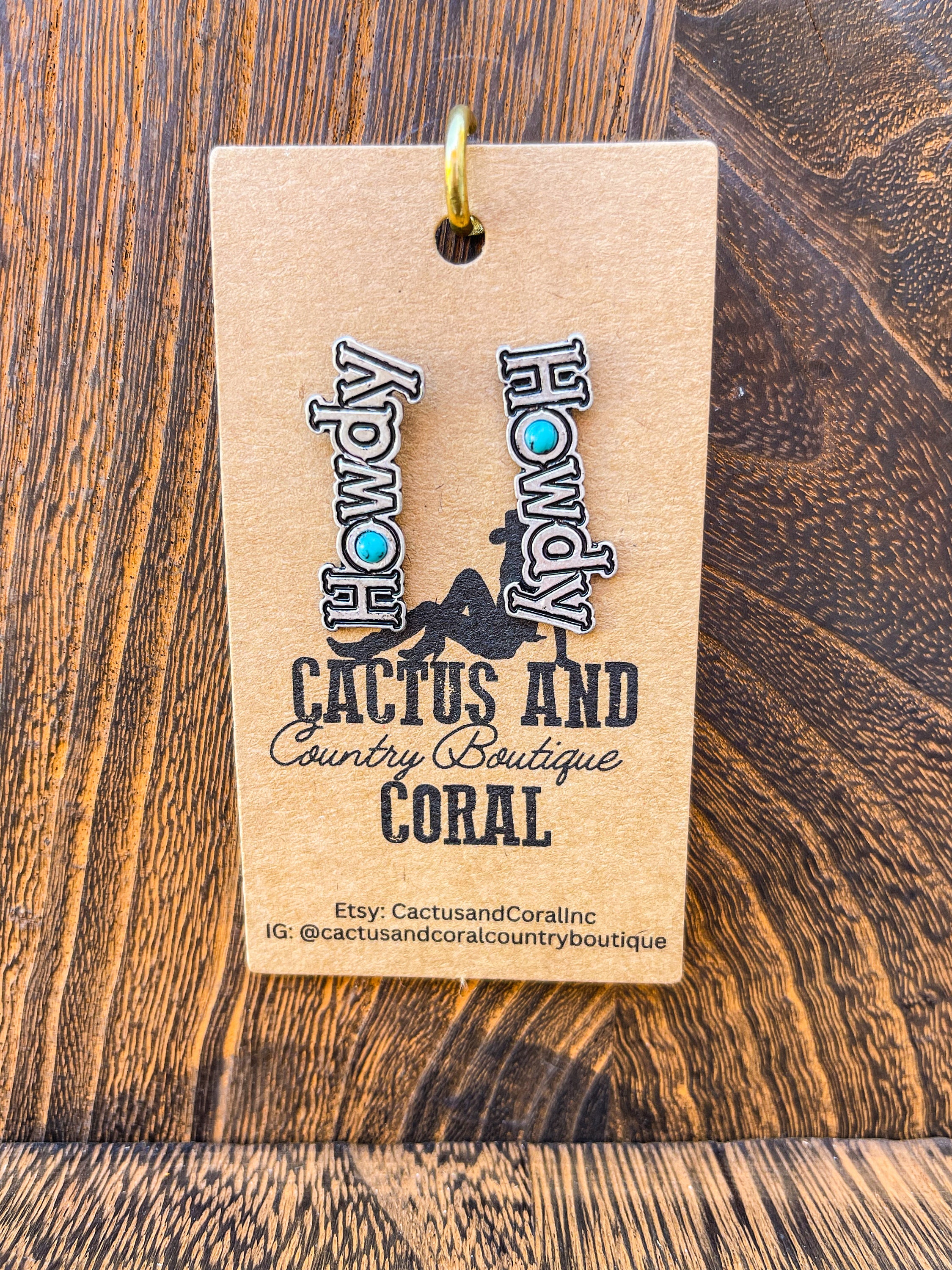 Howdy Y'all Cowboy Turquoise and Silver Stud Earrings - Etsy