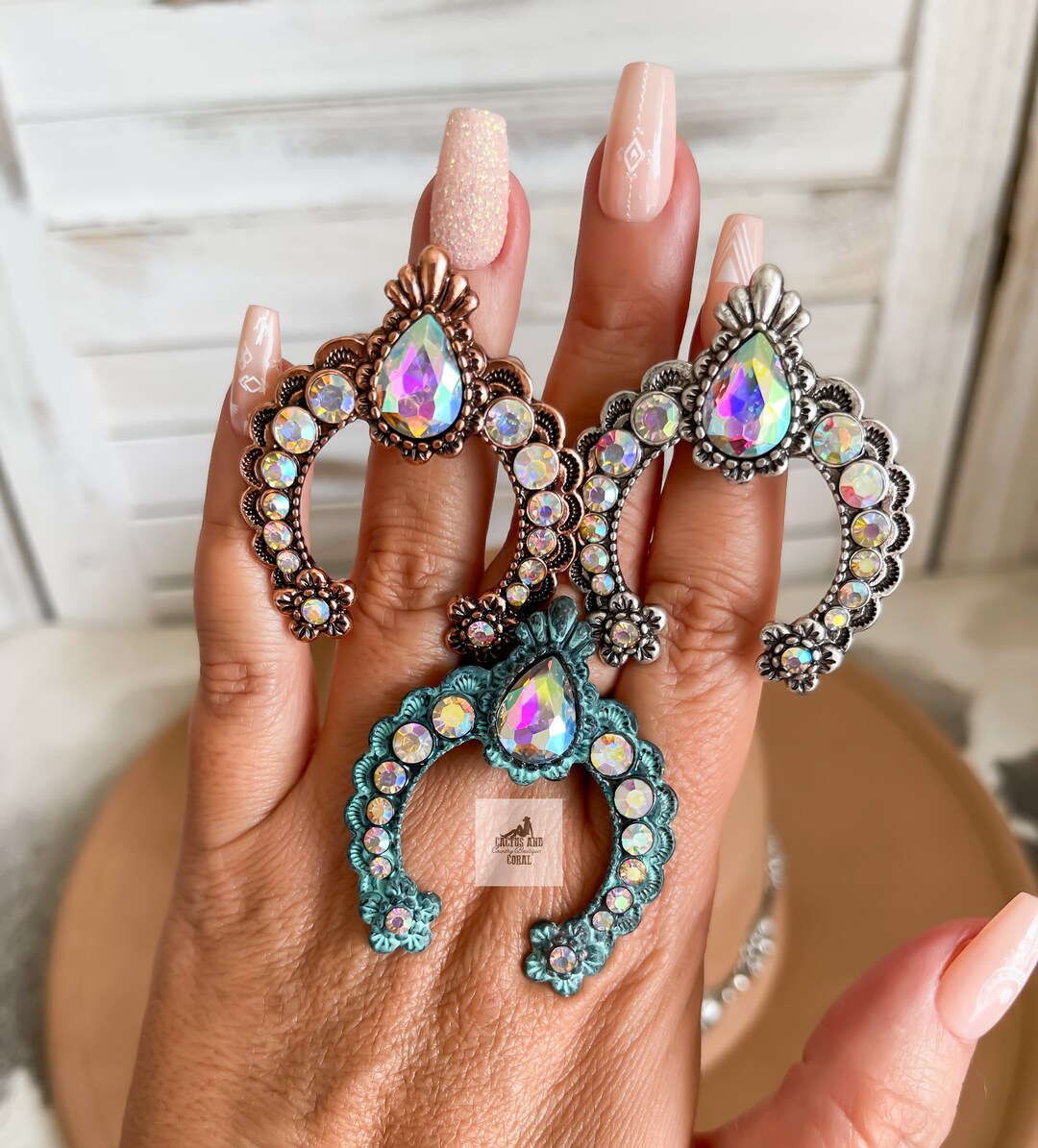 WY Turquoise and Rhinestone Squash Blossom main image 1