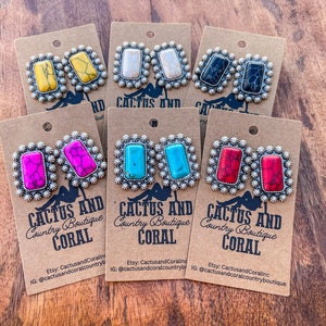 Western Concho Stud Earrings