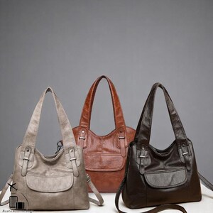 Frauen Ledertasche Große Kapazität Handtaschen mit mehreren Taschen Stilvolle Schultertaschen für Arbeit Reisen und den täglichen Gebrauch