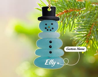 パーソナライズされたシーグラスクリスマスツリー2層アクリル