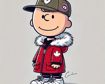 Charlie Brown emmitouflé : Impression d'art pour les vacances d'hiver