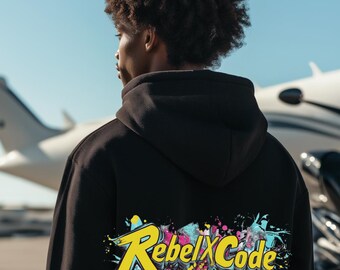 Rebel X Code "Neon Splash" Black Hoodie