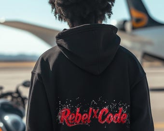Rebel X Code "Shattered Red" Black Hoodie