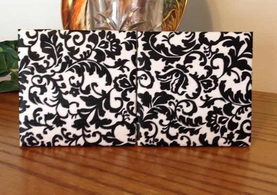 Damask Scroll Ceramic Tile Coaster 2 In Set Etsy