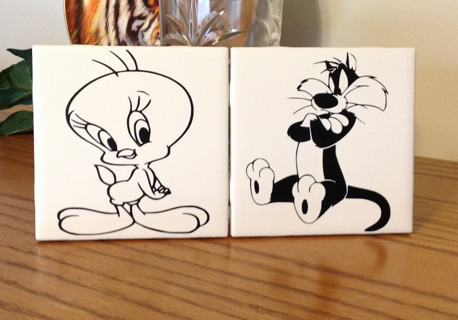 Tweety Bird and Sylvester the Cat Ceramic Tile Coaster (2 in Set) - Etsy