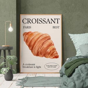 Trendy Croissant Print, French Kitchen Poster, Breakfast Wall Art, Un Croissant Sil Vous Plait, Home Inspo, Coffee Shop Print, Cafe Print