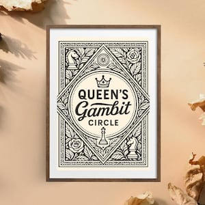Queen’s Gambit Chess Poster - Vintage Style Chess Wall Art Print - Elegant Monochrome Strategy Game Decor for Home or Office Walls