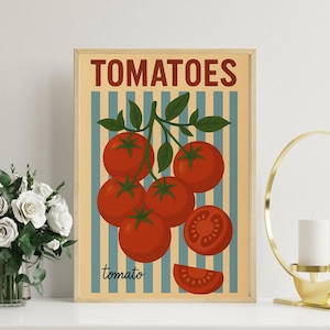 Tomato Kitchen Wall Art – Vintage Vegetable Poster – Rustic Red Tomato Print – Retro Farmhouse Kitchen Decor – Country Kitchen Art