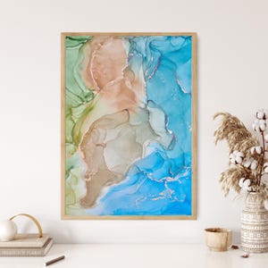 Resin Wall Art, Textured Mixed Marble Abstract Art Golden Accents Luxury Digital Print Modern Geode Artwork Elegant Home Decor