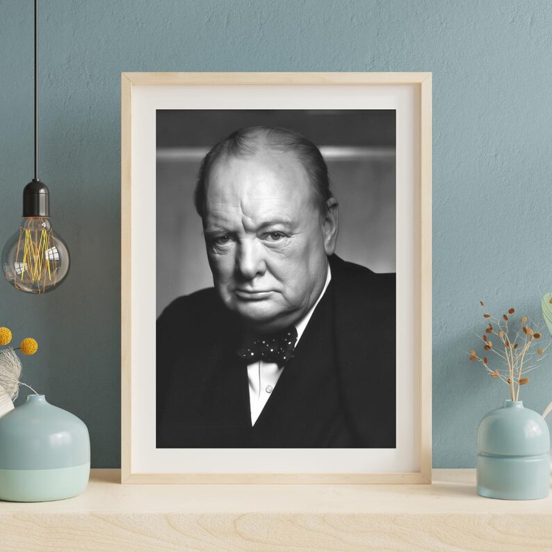 Winston Churchill Poster, Picture Gift, Black and White Photography ...