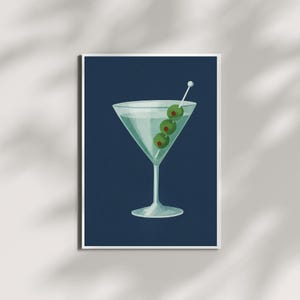 Martini Cocktail Print: Minimalist Bar Art (Digital Download)