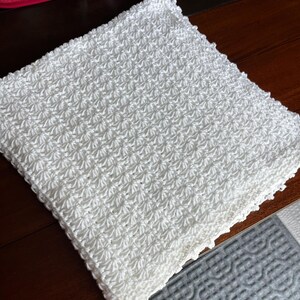 Handmade Crochet Baby Blanket: Soft White Star Stitch image 7