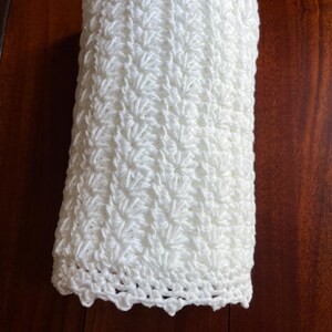 Handmade Crochet Baby Blanket: Soft White Star Stitch image 8