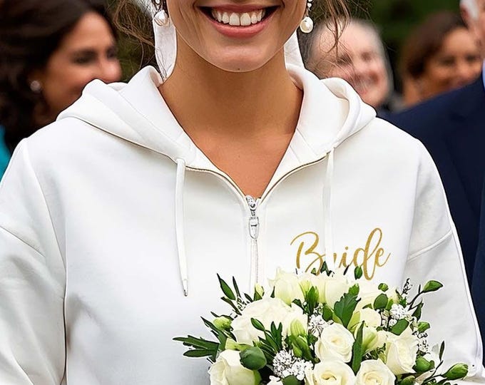 Personalized Mrs Bride Hoodie | Zip Up Bride Gift | Custom Name Wedding Sweatshirt for Bridal Shower Apparel