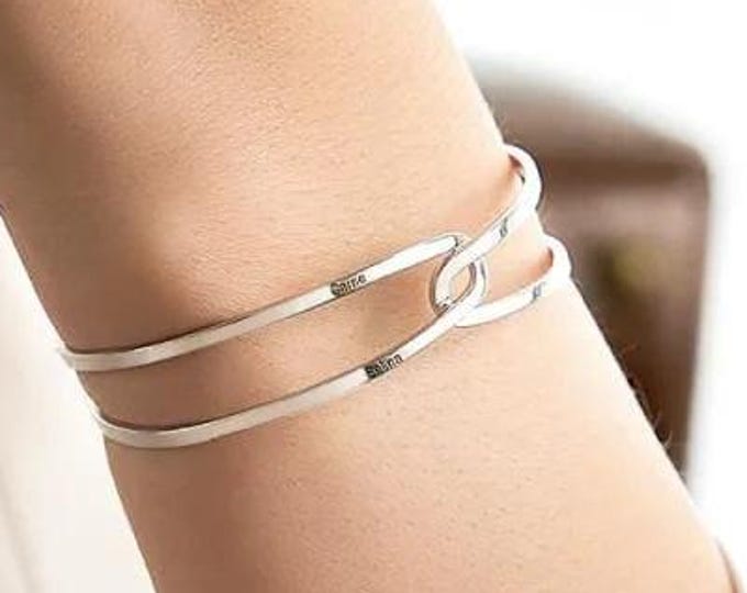 Cuff Couple Bracelet - Custom Adjustable Personalized Jewelry Gift for Her, Birthday Wedding Bridesmaid Bracelet