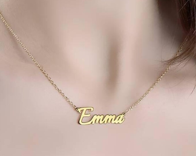 Nameplate Necklace Custom Personalized Name Jewelry - Sterling Silver or Gold Bar Necklace Gift for Women & Teens