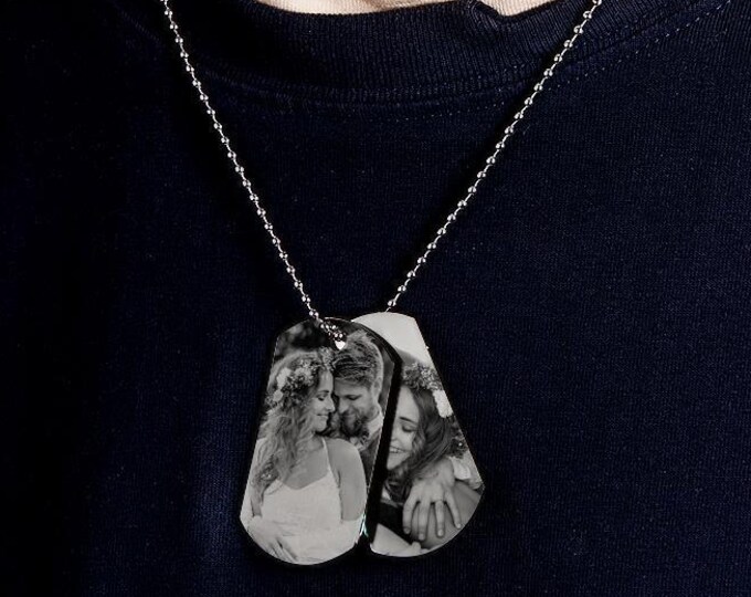 Dog Tag Necklace - Custom Double Personalised Jewelry for Men’s Wedding Gift, Unique Keepsake, Engraved Name Tag