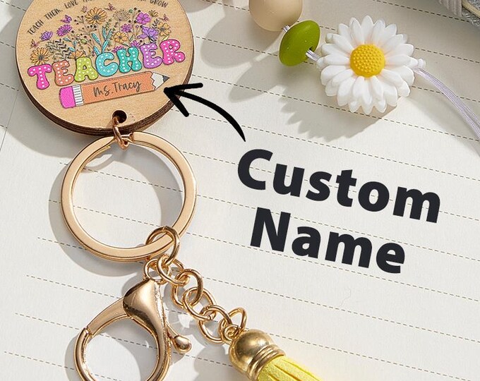 Beaded Lanyard - Personalized Flower Design, Key Ring, Perfect Thanksgiving Back to School Gift for Teachers