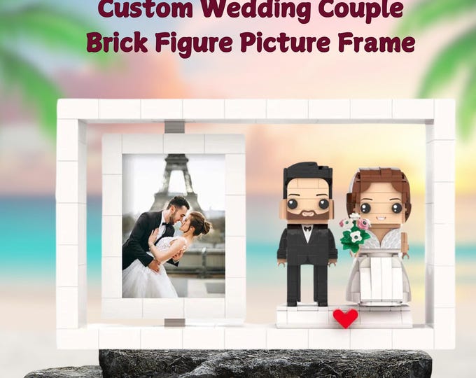 Custom Brick Figures - Full Body Personalized 2 People Photo Frame, Small Particle Block Home Decor, Unique Gift Idea