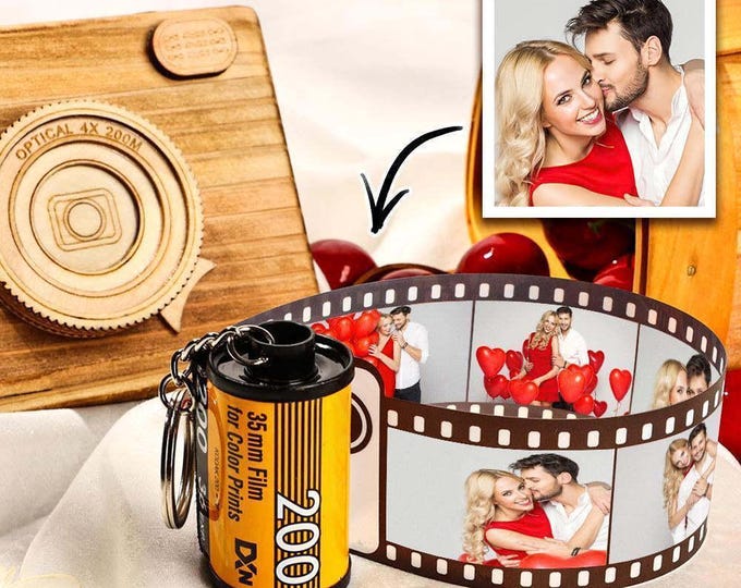 Camera Film Roll Keychain Custom Gift for Him, Boyfriend Camera Accessory, Vintage Film Reel Charm, Photographer Lover Present