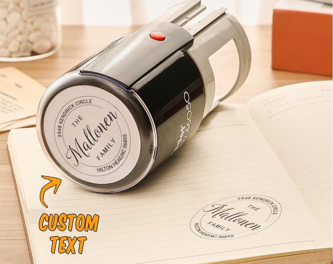 Family Address Stamp - Custom Round Self Inking Stamp for Weddings | Perfect Gift for New Homeowners & Couples