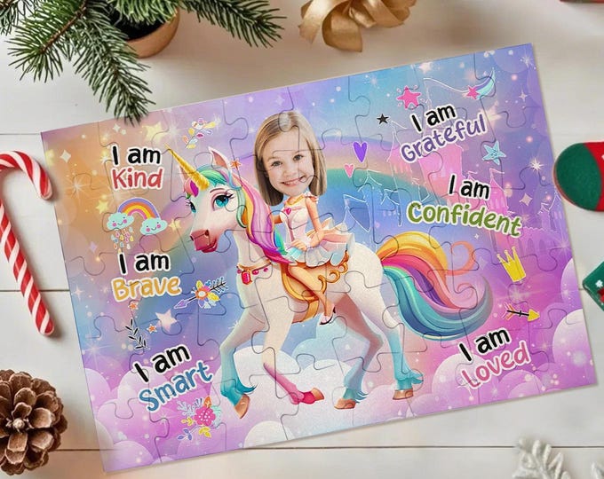 Unicorn Puzzle for Kids, Magical Princess Photo Jigsaw Puzzle Gift, Fun & Educational Toy for Children