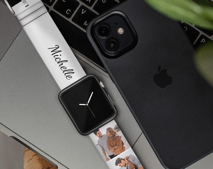 Photo Watch Strap Custom Collage Silicone Smartwatch Band with Name Personalization, Durable & Stylish Replacement Watch Band