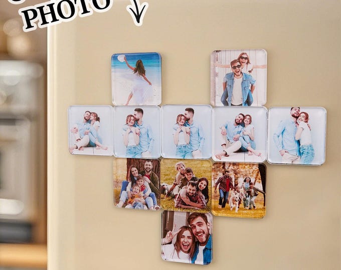 Photo Fridge Magnet | Personalized Acrylic Square Refrigerator Magnet Home Decor | Custom Photo Gift for Friends & Family