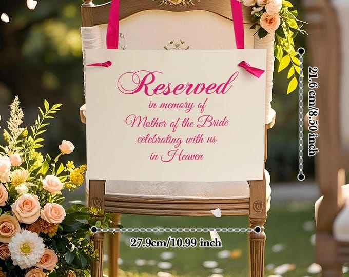 Memorial Seat Sign Personalized with Text – Wedding Memorial Gift for Family & Friends, Custom Remembrance Decor
