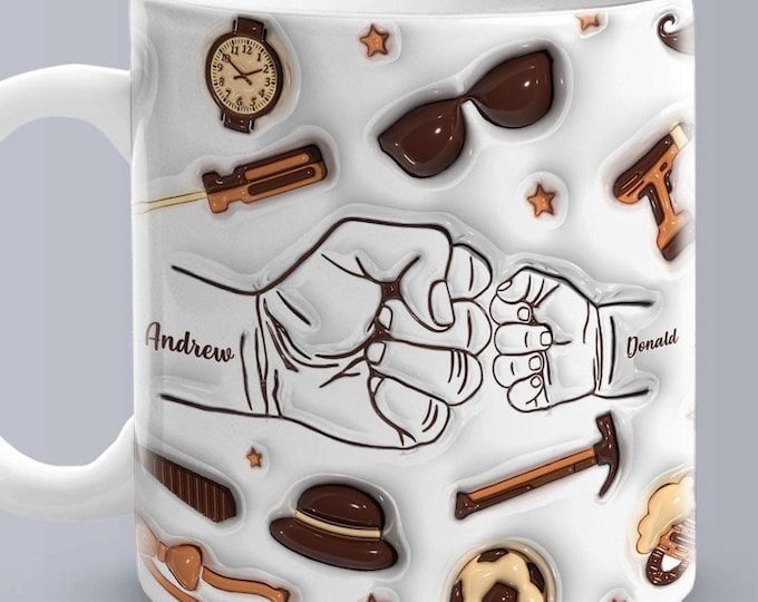 Fist Bump Mug for Papa - Personalized Father's Day Gift for Grandpa, Unique Ceramic Coffee Cup, Funny Gift Idea