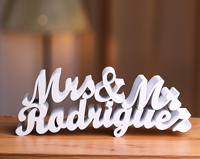 Family Name Sign Personalized 3D Wedding Last Name Sign Custom Tabletop Centerpiece for Wedding & Home Decor