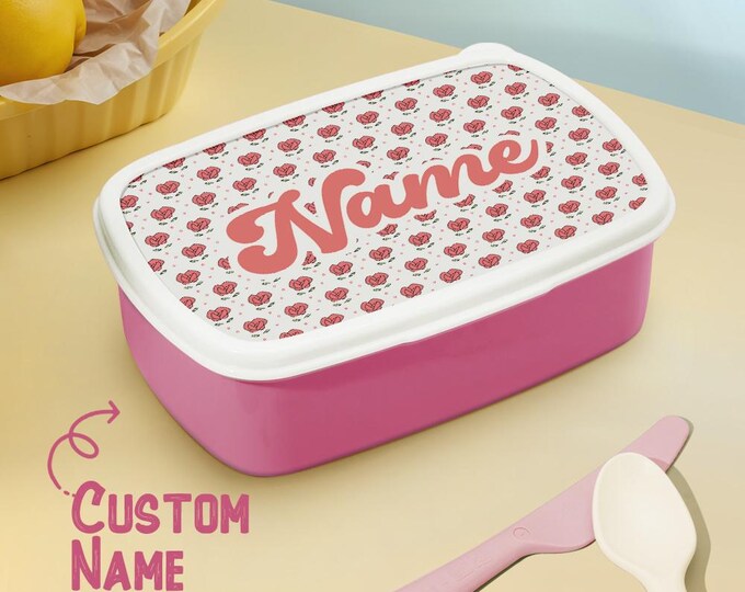 Flowers Print Lunch Box Personalized Kids Bento Box Cute Floral Design Birthday Gift for Children Durable & Leakproof Snack Container