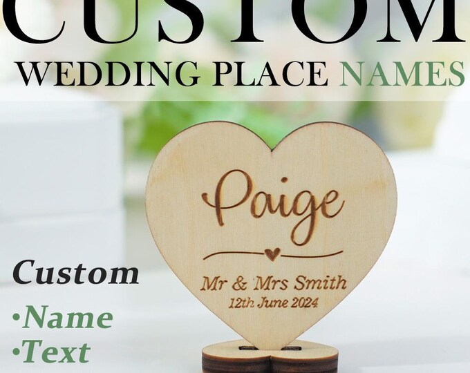 Wedding Placenames - Personalized Wooden Place Cards, Custom Table Decorations for Weddings, Unique Reception Decor & Gifts