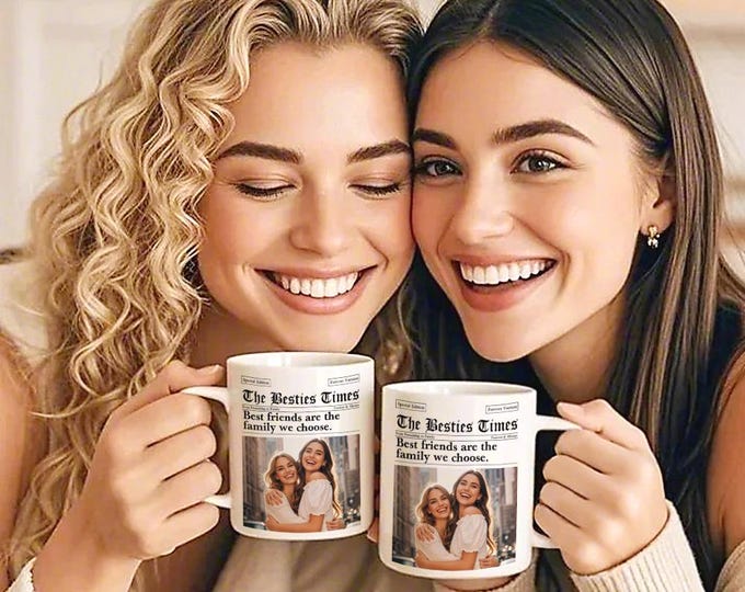 Besties Times Mug - Personalized Friendship Photo Mug Gift for BFFs, Custom Best Friend Coffee Cup, Unique Friendship Present