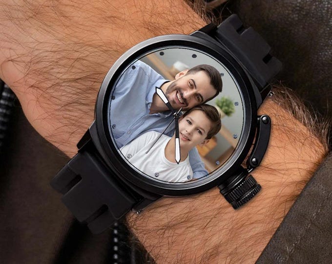 Men's Sport Strap Watch Family Photo Sport Plastic Strap Watch Father's Day Gift