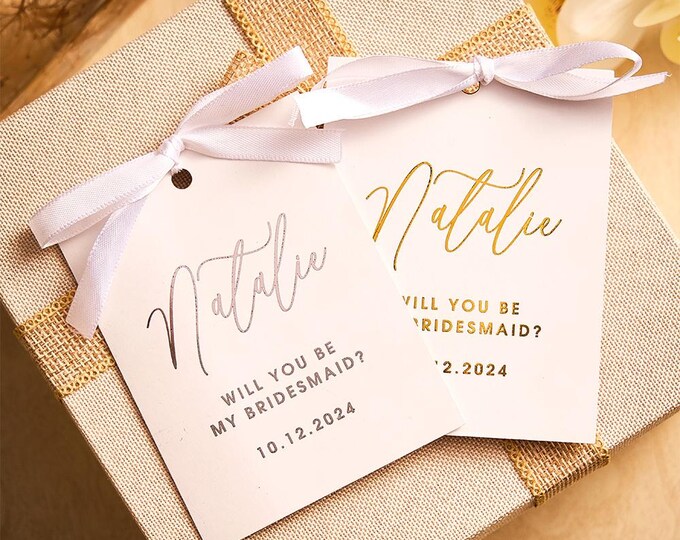 Bridesmaid Proposal Cards - Personalized Foiled 5PCS Wedding Cards for Her, Custom Bridal Party Invitations