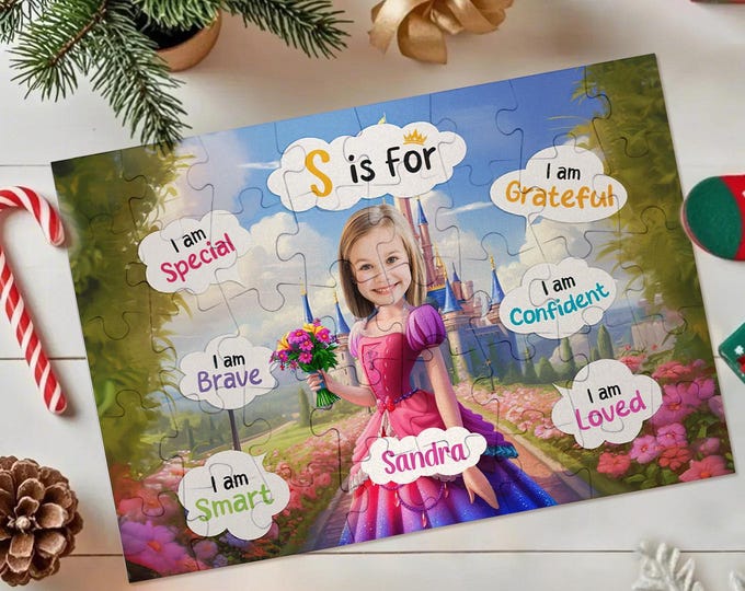Puzzle Princess Personalized Photo Jigsaw Puzzle - Pink Dress Gift for Kids Birthday & Party Fun Toy