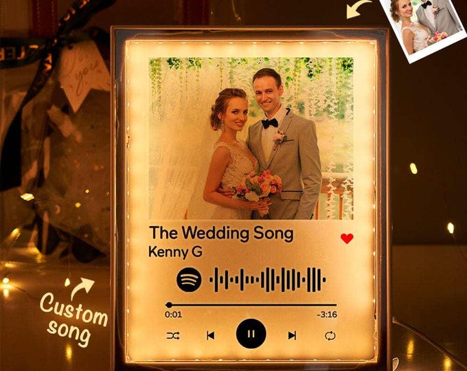 Wedding Gifts Song Plaque Custom Music Code Night Light for Home, Unique Birthday Gifts for Her, Personalized Keepsake