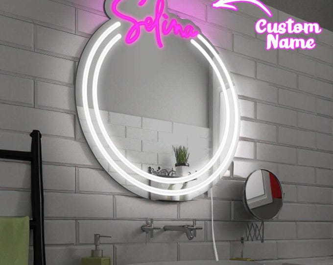 Personalized Name Mirror Light for Wall Custom Color Neon Mirror LED Dimmable Light Birthday Party Wedding Gift