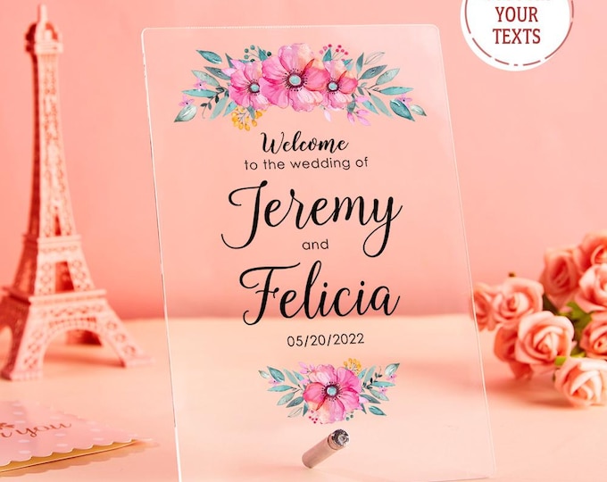 Acrylic Plaque - Custom Wedding & Anniversary Gifts with Names - Personalized Keepsake, Unique Decor for Couples