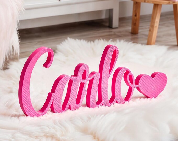 Printed Name Sign 3D Printed Heart Shaped Desk Name Plate Custom Home Decor Gift Personalized Office Decoration
