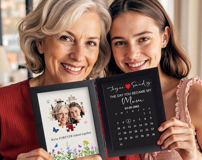 Puzzle Photo Frame Personalized Mother's Day Gift: The Day You Became My Mother Puzzle Keepsake for Mom with Custom Photo