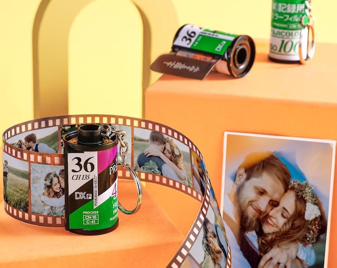 Code Photo Film Roll Keychain Personalized Green Scannable QR Code Unique Gift for Photographers & Memory Lovers