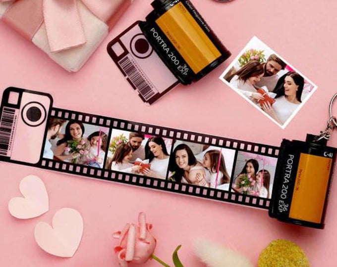 Keychain For Lovers Custom Camera Roll Photo Keychain Personalized Multiphoto Film Roll Gift Degradable Material Romantic Keepsake