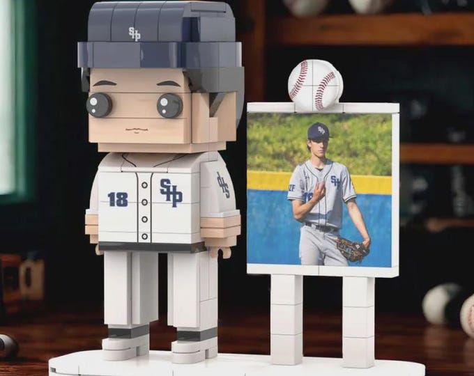 Brick Player Figure Customized Full Body with Photo - Unique Birthday & Father's Day Gift for Ballplayers