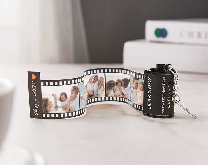 Colorful Roll Film Keychain Custom Text Personalized Meaningful Gifts for Family and Friends Trendy Accessory