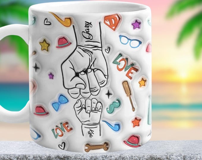 Mug for Dad Personalized 3D Effect Coffee Cup Custom Kids Gift Unique Father's Day Present for Him
